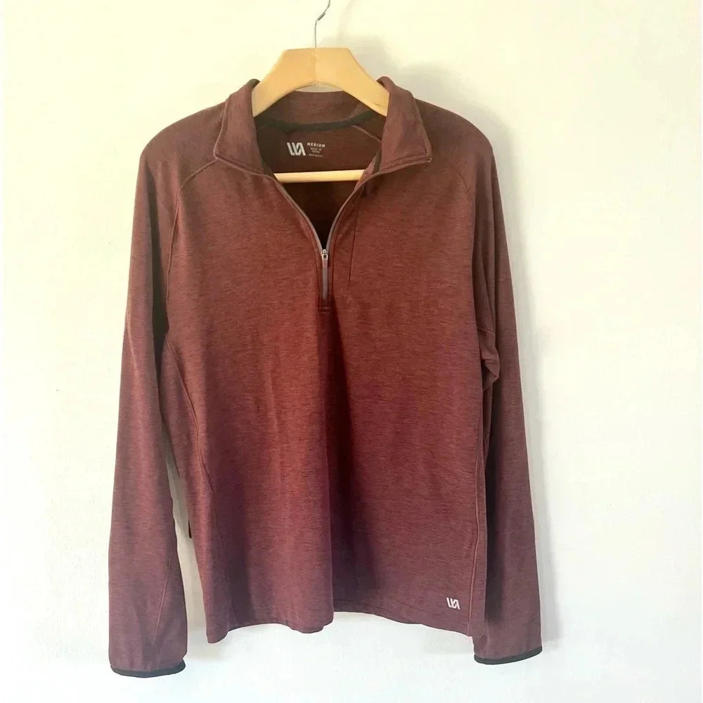 VRST Run Warm Maroon Half Zip Long Sleeve Running Shirt Size Medium